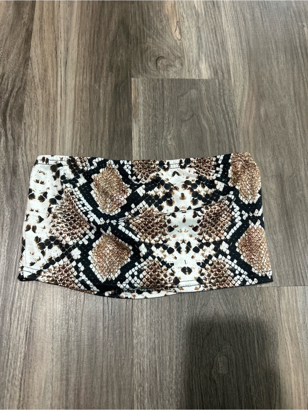 PrettyLittleThing Brown, Black & White Snakeskin Tube Top